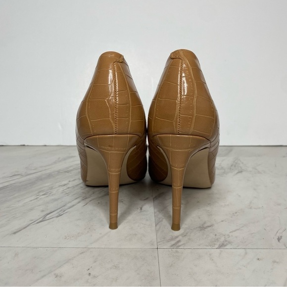 Steve Madden Luiza Brown Crocodile Embossed Pointy Toe Pump 9M - Picture 3 of 14